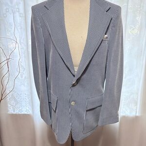 Roos Atkins Classic Blue and White Striped Blazer for Men size 39